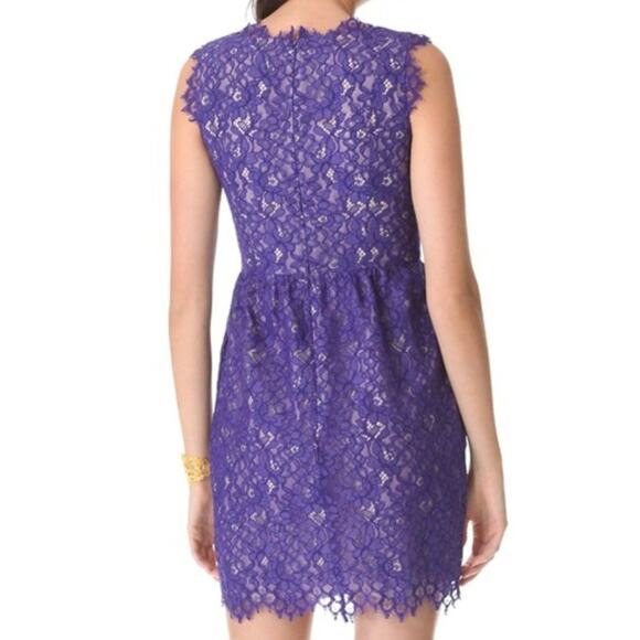 Anthropologie Shoshanna Sierra Lace Dress Size 8 Violet Sleeveless V Neck - Picture 2 of 6